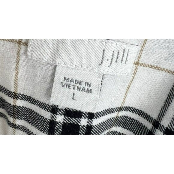 J Jill Blouse Top Size Large Plaid Flannel Button Down Oversized Long Sleeve - Picture 2 of 9